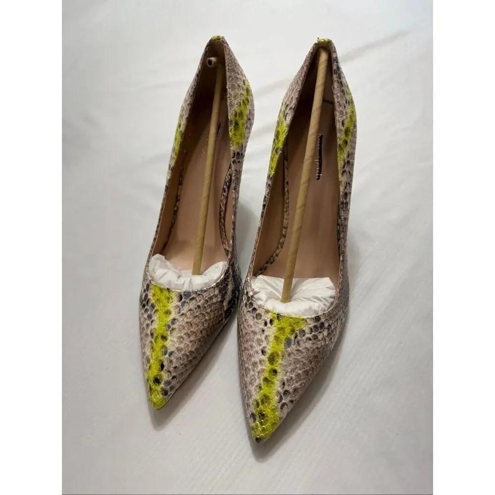 Kate Spade Valerie Lemon Sorbet Faux Pearlized Snake Heels Size 11 B New